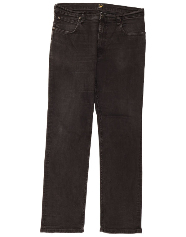 Lee Damen Brooklyn Straight Jeans W36 L34 Schwarze Baumwolle