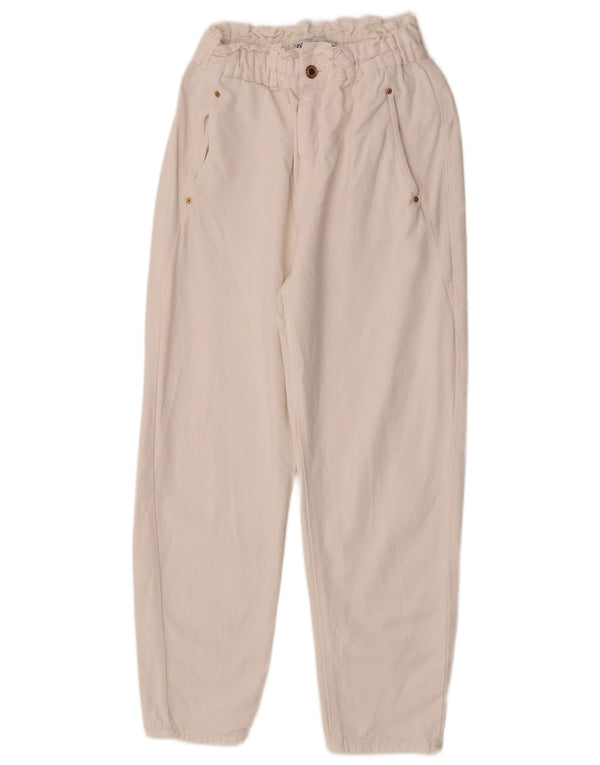 Zara Damen Tapered Jeans EU 36 XS W26 L25 Weiße Baumwolle