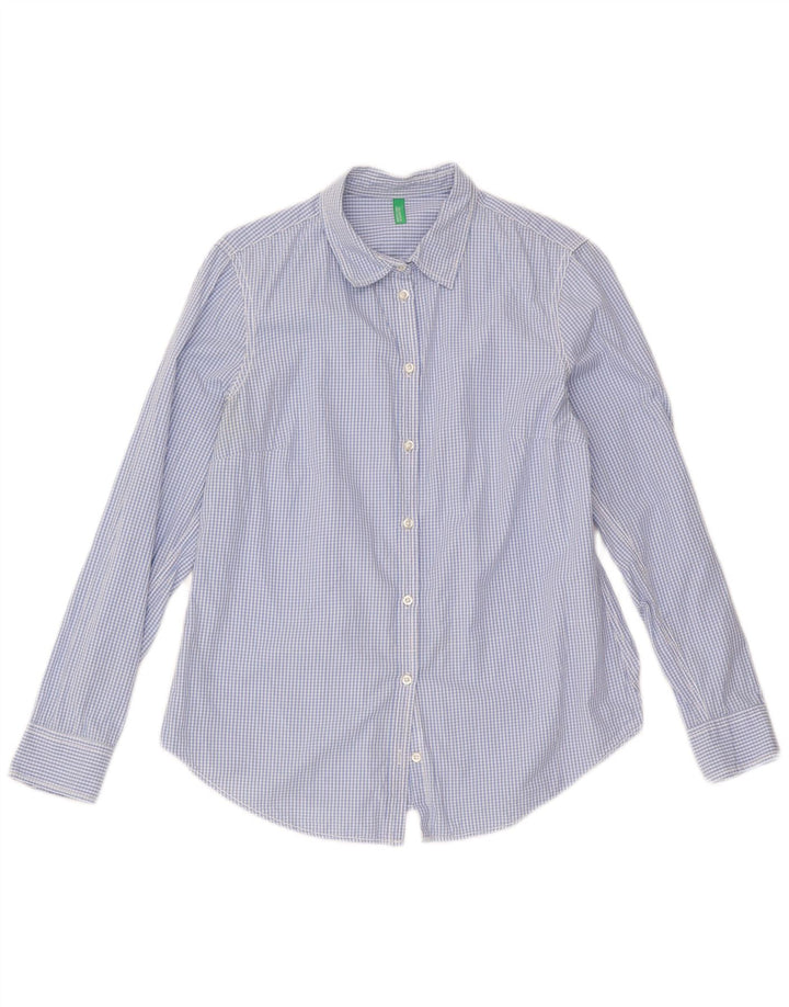 Benetton Damenhemd UK 12 Mittelblauer Gingham