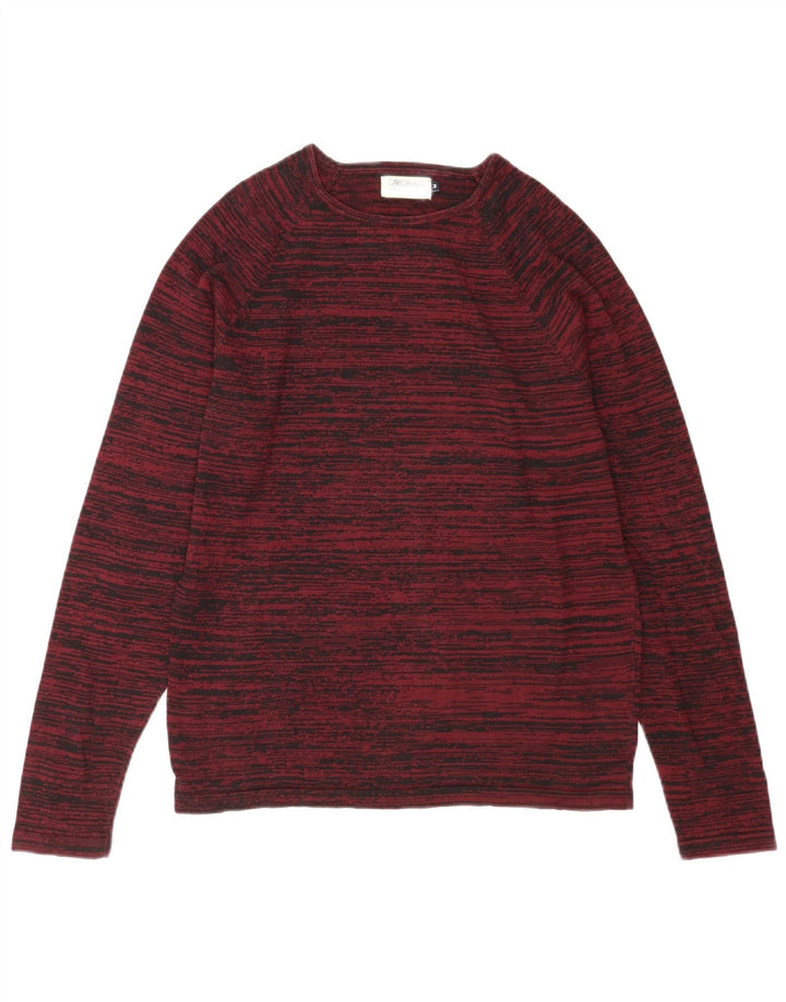Jack & Jones Herren-Pullover mit Rundhalsausschnitt, mittlerer Burgunderrot gestreift