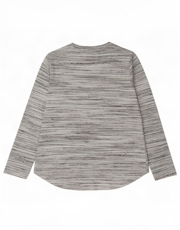 Marks & Spencer Damen Top Langarm UK 14 Large Grau geflecktes Polyester