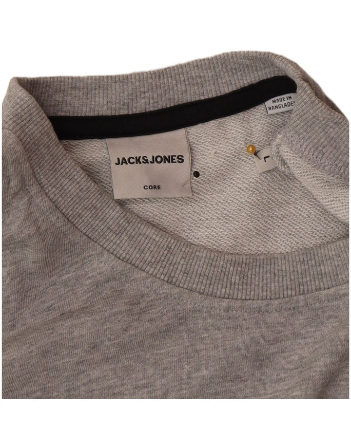 Jack & Jones Herren-Sweatshirt-Pullover, groß, grau gefleckte Baumwolle