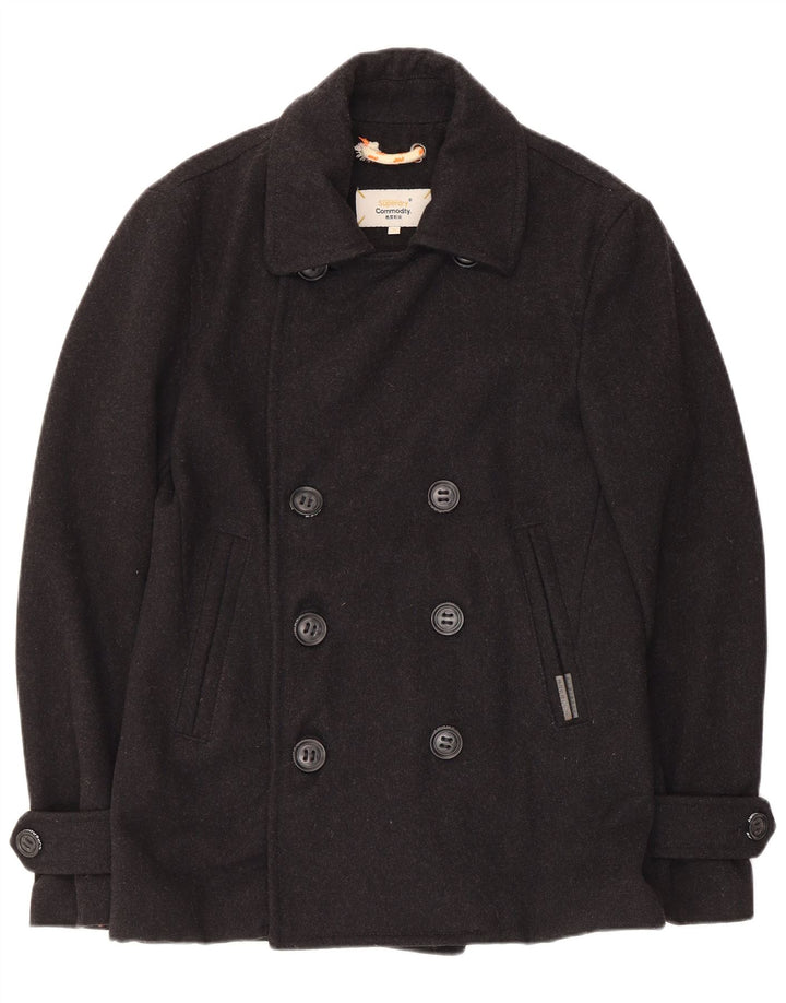 Superdry Herren Pea Coat UK 38 Mittelschwarze Wolle