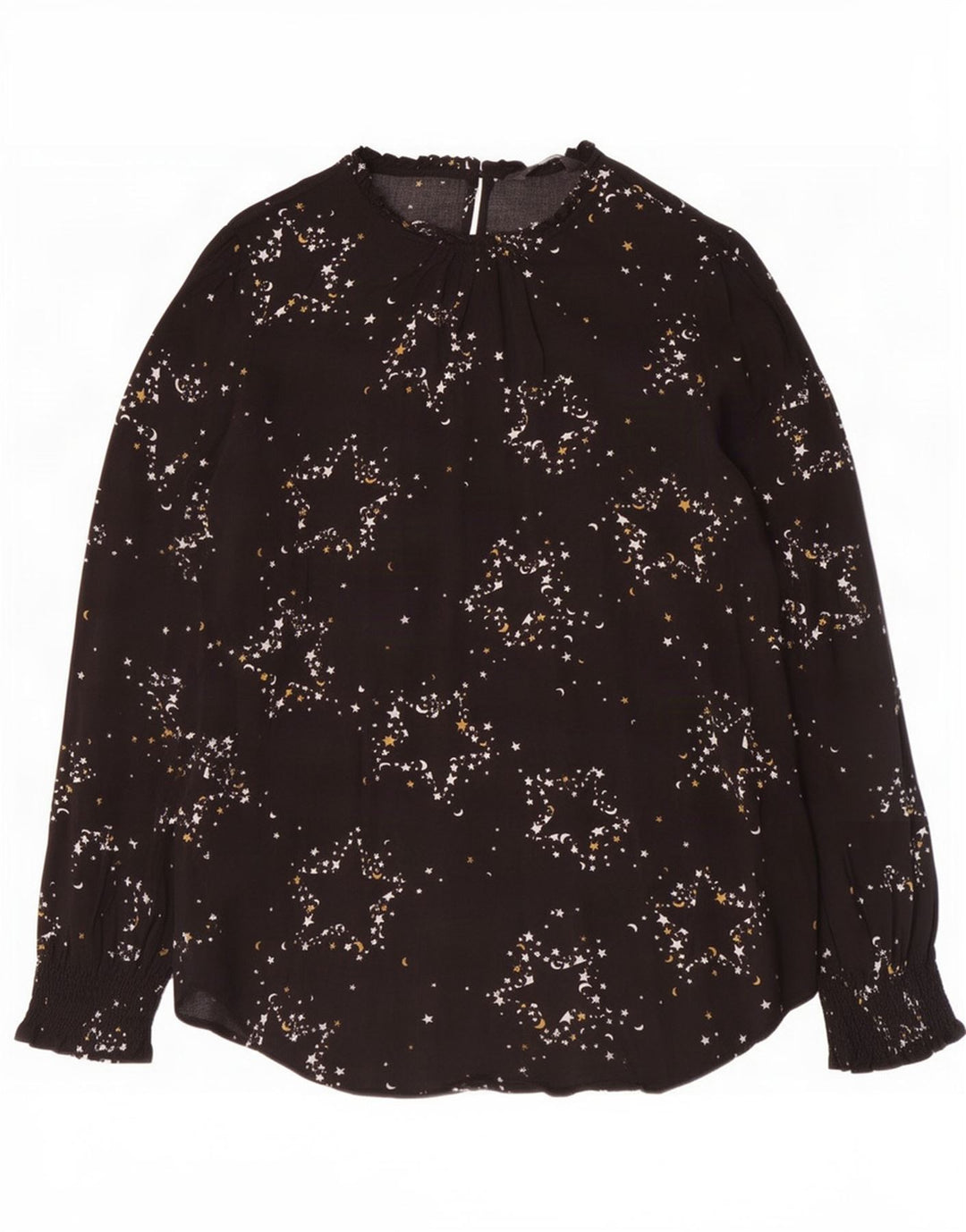 Marks & Spencer Damen-Blusenoberteil mit abstraktem Muster, Gr. 14, Schwarz