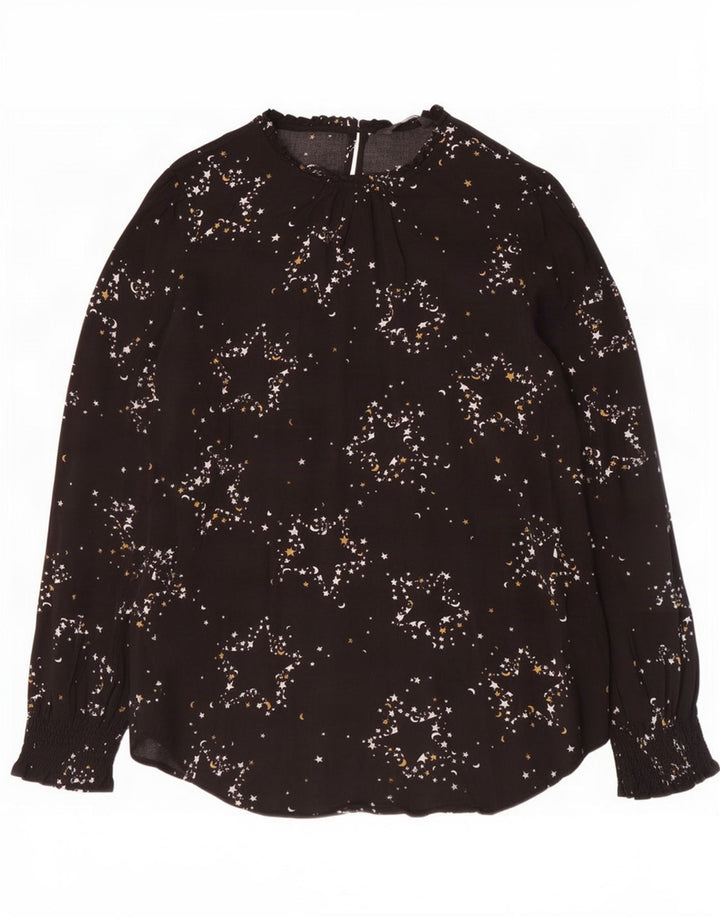 Marks & Spencer Damen-Blusenoberteil mit abstraktem Muster, Gr. 14, Schwarz