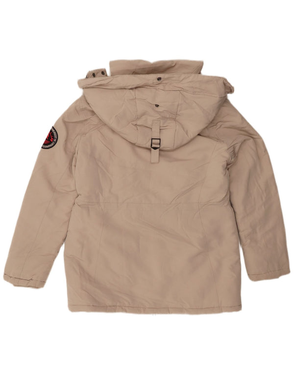 Superdry Damen-Parka mit Kapuze, UK 12, Mittelbeige