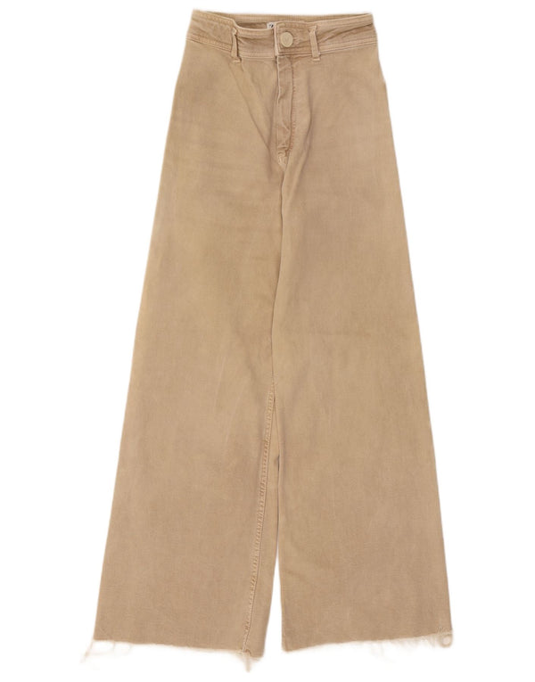 Zara Damen Freizeithose mit hoher Taille und weitem Bein, EU 34, 2XS, W24, L29, Beige