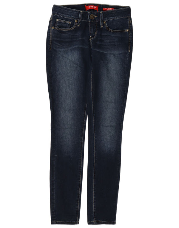 Guess Damen Slight Curve Mid Rise Skinny Jeans W27 L30 Marineblaue Baumwolle