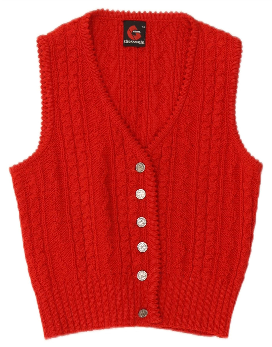 Giesswein Damen Crop Ärmelloser Cardigan Pullover EU 40 Mittelrote Wolle
