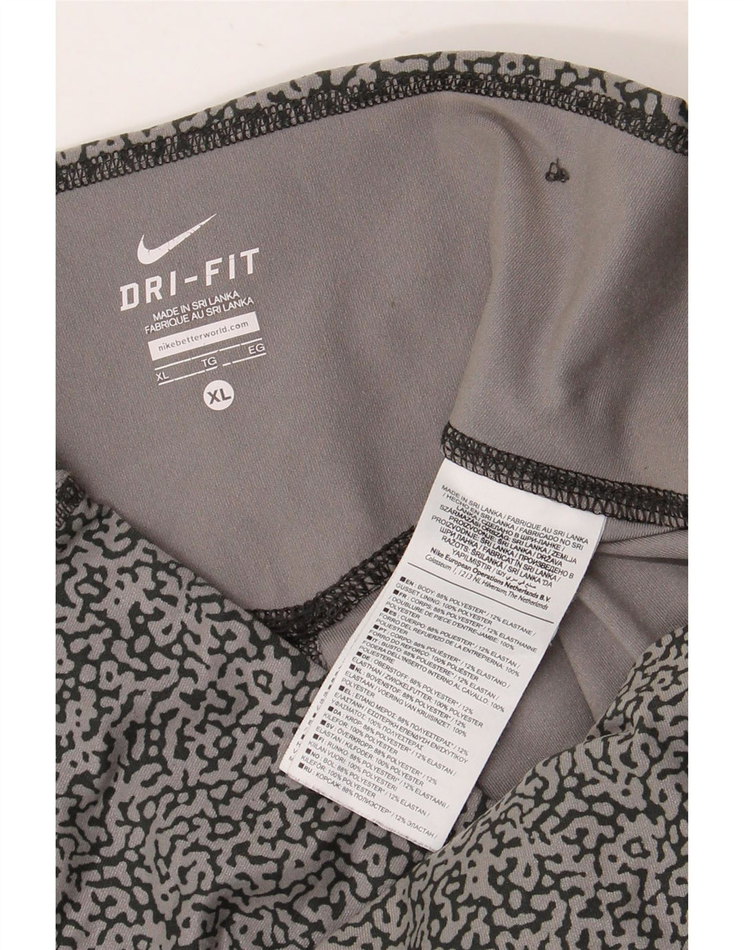 NIKE Damen Dri Fit Leggings UK 18 XL Graues Polyester mit Animal-Print