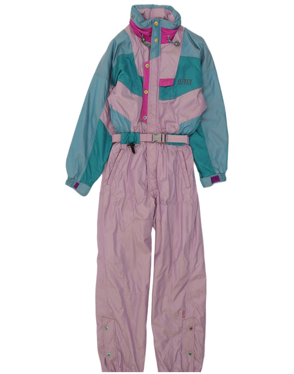 Vintage Damen Skioverall EU 38 Medium Mehrfarbiger Farbblock