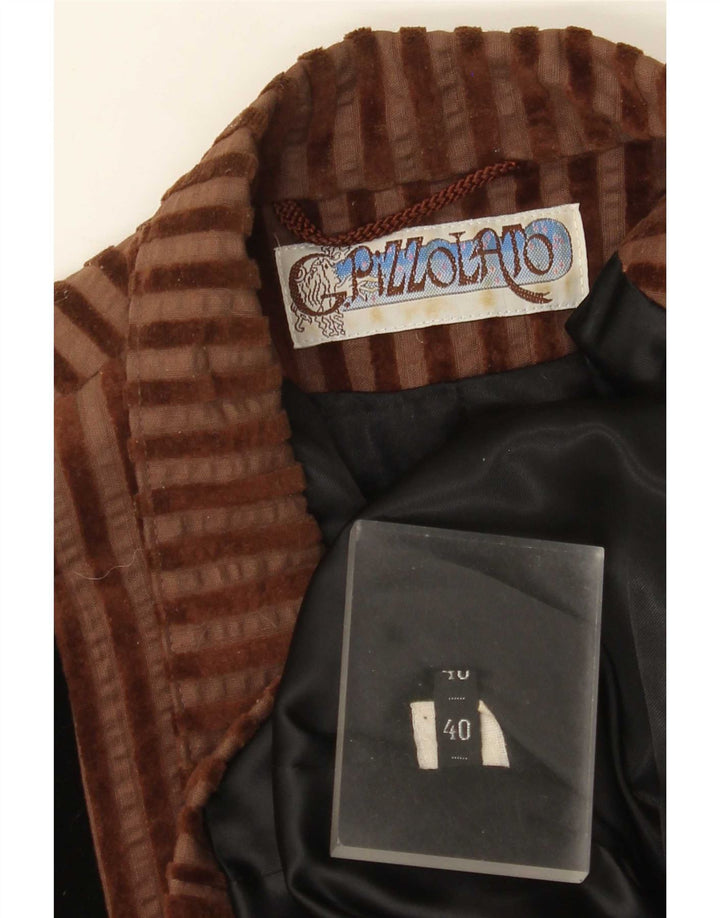Vintage Damen 2-Knopf-Oversize-Blazerjacke EU 40 Mittelbraun gestreift
