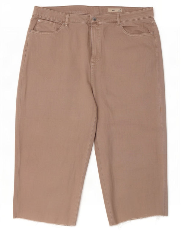 Marks & Spencer Damen Capri-Jeans mit weitem Bein, UK 20 2XL W40 L24 Beige