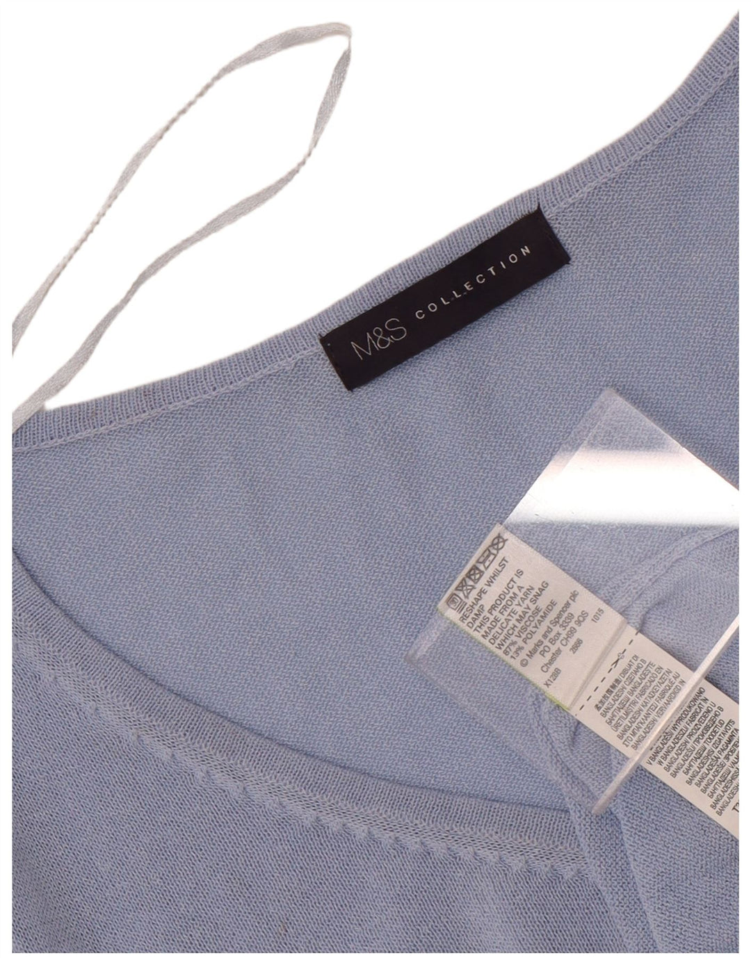 Marks & Spencer Damen Top Langarm UK 8 Small Blaue Viskose