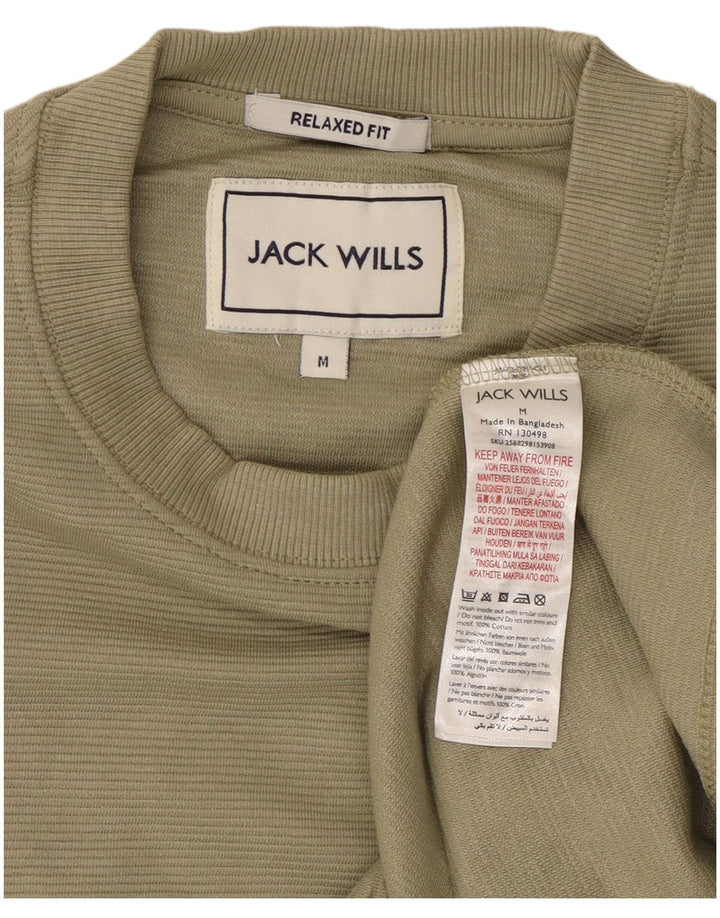 JACK WILLS Herren-Oberteil mit entspannter Passform, langärmelig, mittelgrüne Baumwolle