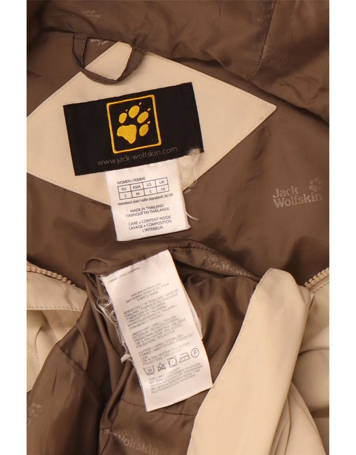 JACK WOLFSKIN Damen-Windbreaker-Mantel mit Kapuze, UK 10, Größe S, Beige, Polyester