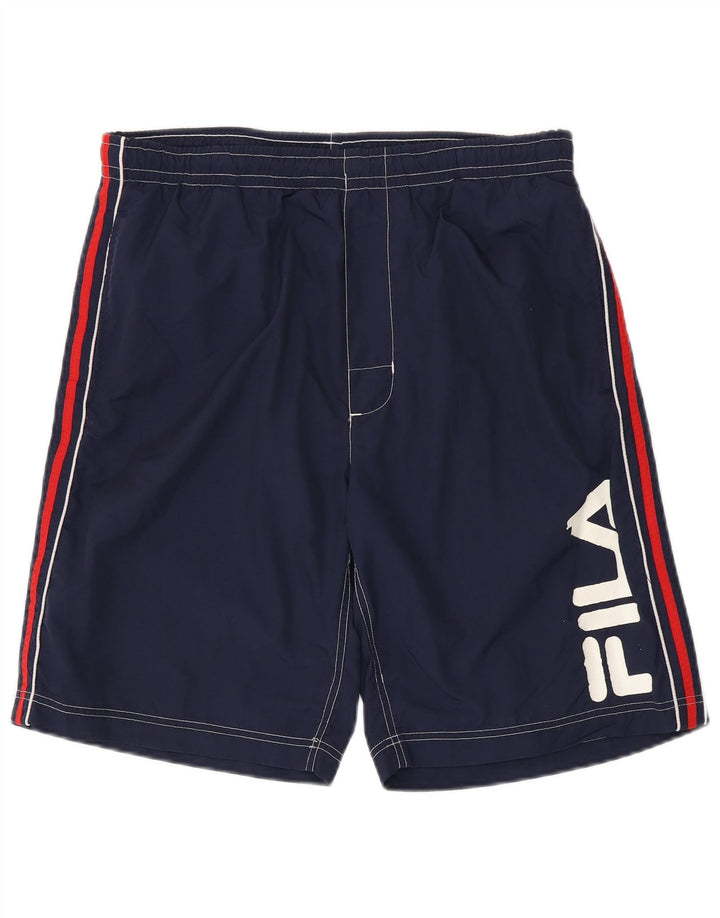 Fila Herren-Sportshorts mit Grafik, groß, marineblau, Colourblock-Polyamid