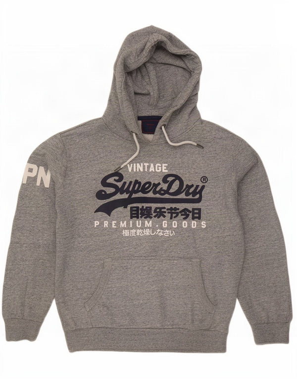 Superdry Herren-Kapuzenpullover mit Grafik, XL, grau meliert, Baumwolle