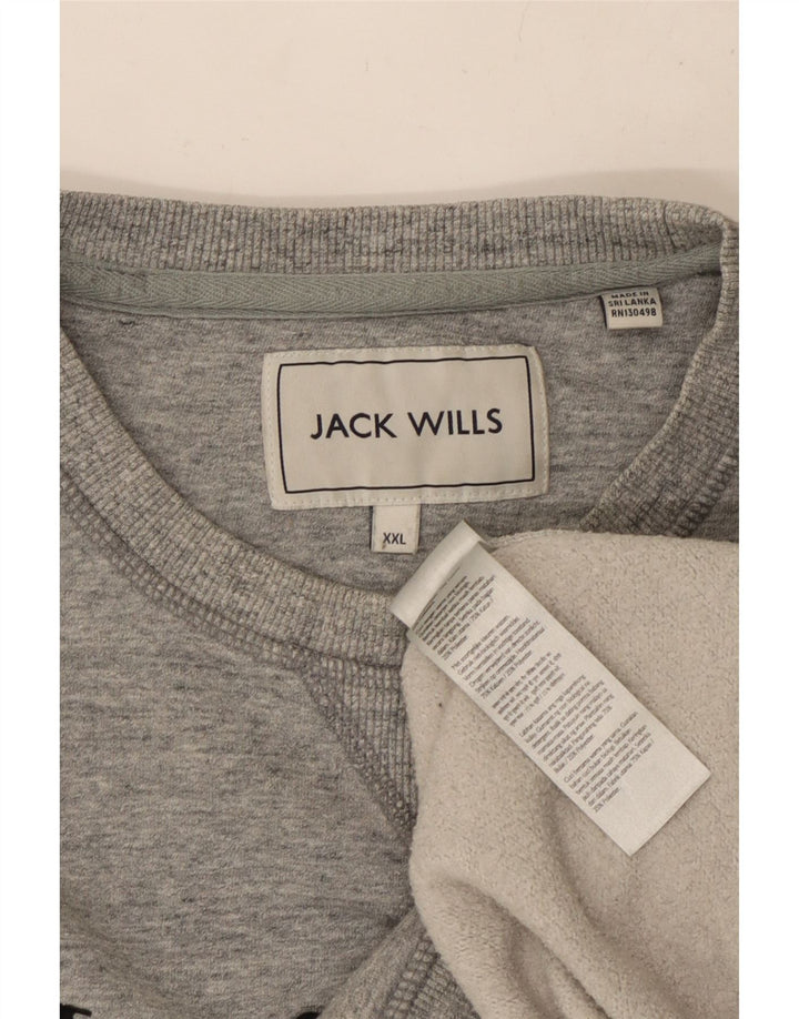 JACK & JONES Herren-Sweatshirt mit Grafik, 2XL, grau meliert, Baumwolle