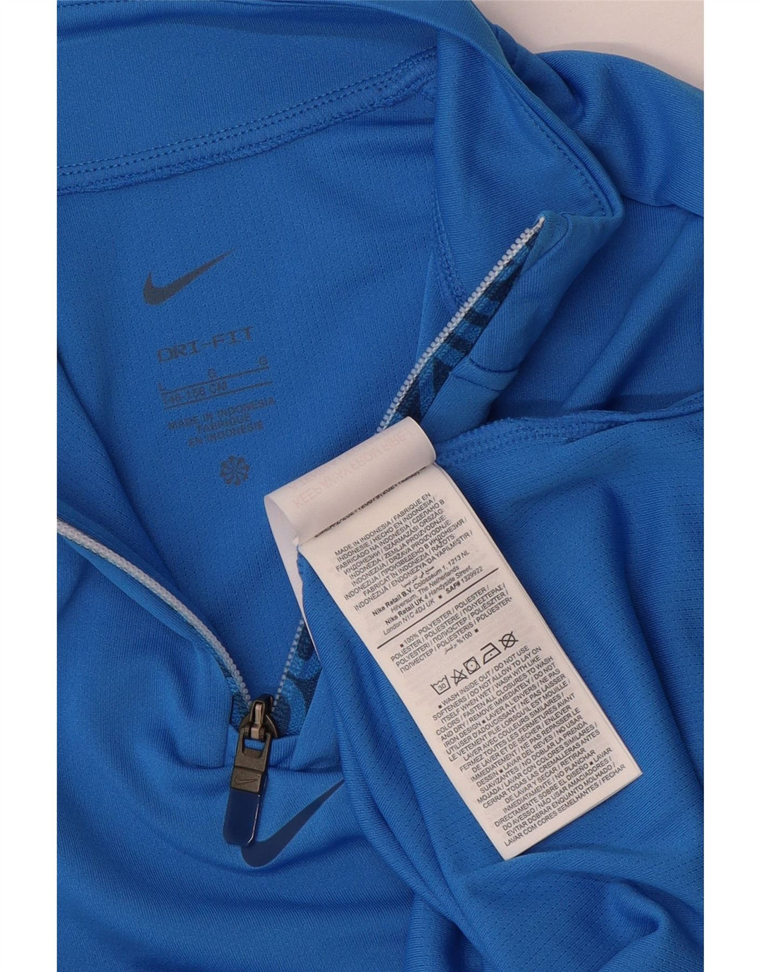 Nike Mädchen Dri Fit Pullover-Trainingsoberteil mit Reißverschluss, 12–13 Jahre, Größe L, Blau