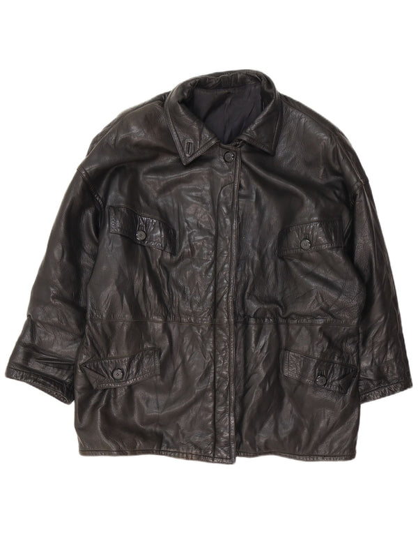 Vintage Damen Lederjacke UK 18 XL Schwarz