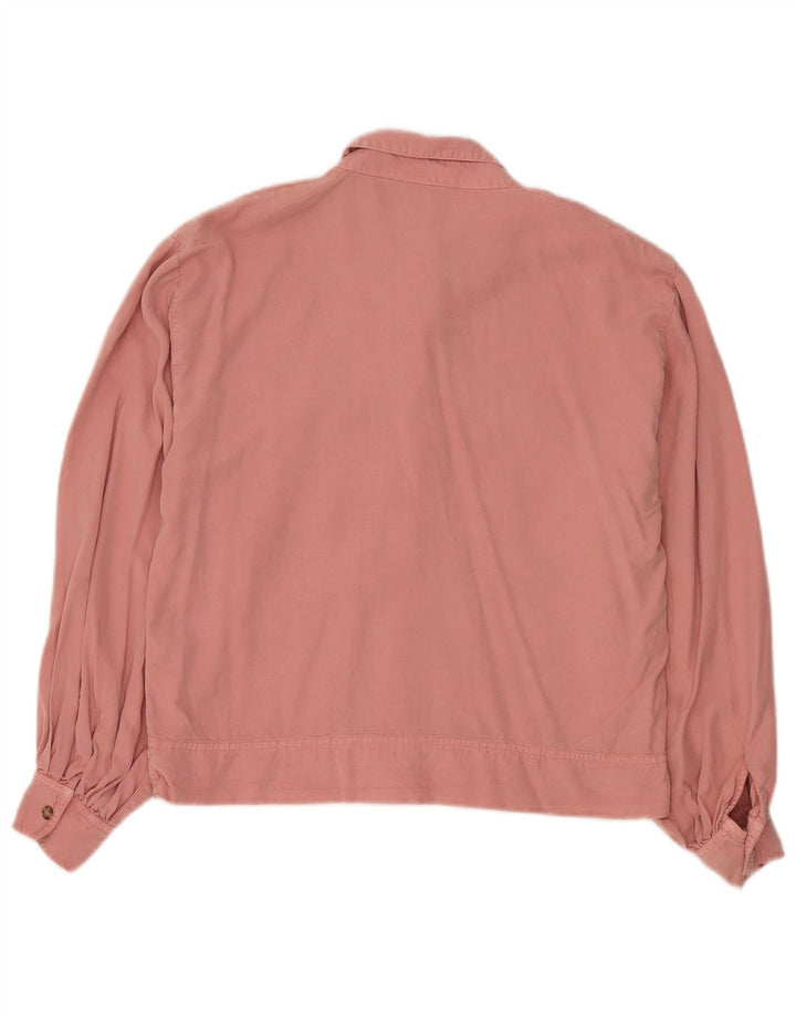 Topshop Womens Overshirt Übergroßes Hemd UK 10 Small Pink Lyocell