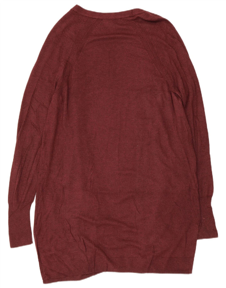 MOSSIMO Damen Longline Open Cardigan Pullover UK 14 Large Burgundy Nylon