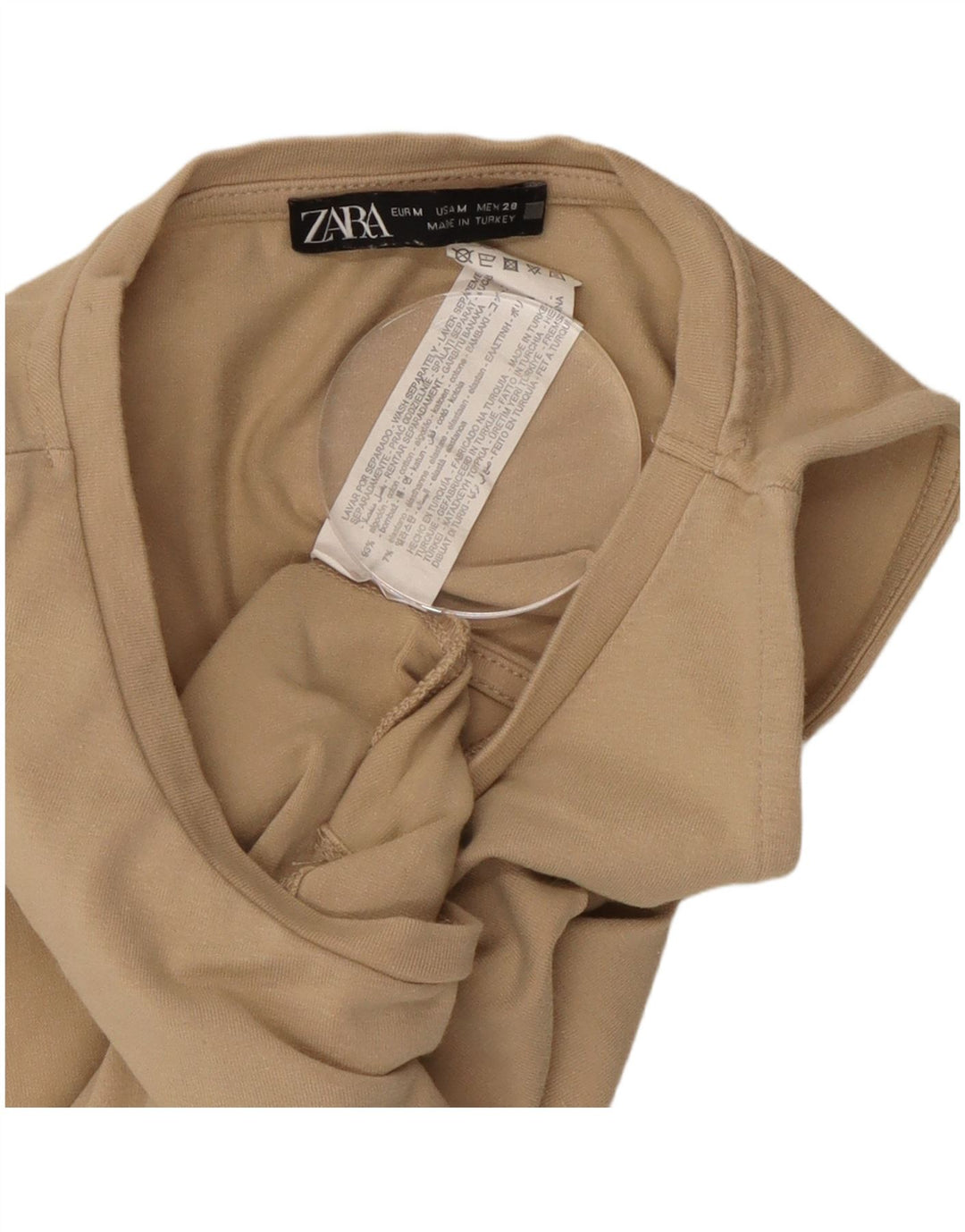 ZARA Damen Crop Top UK 12 Mittelbeige Baumwolle
