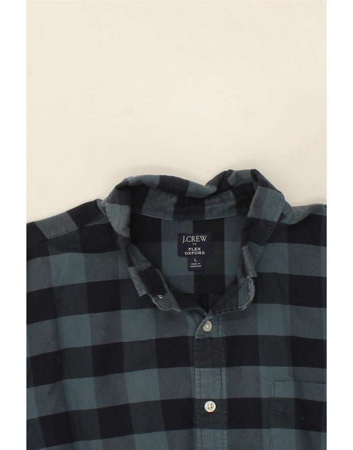J. CREW Mens Flex Shirt Large Navy Blue Gingham Cotton Vintage J. Crew and Second-Hand J. Crew from Messina Hembry 