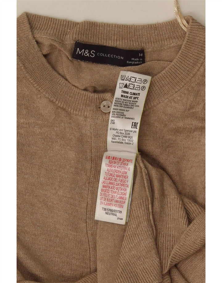 Marks & Spencer Damen Crop Cardigan Pullover UK 14 Mittelbeige Viskose