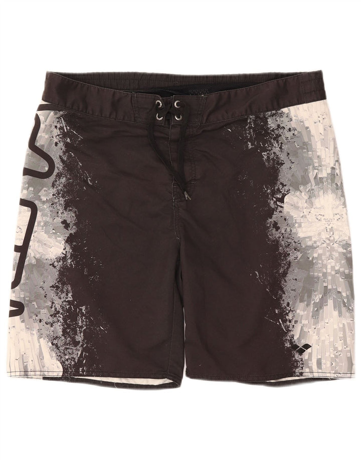 ARENA Herren-Badeshorts mit Grafik, mittelschwarz, Farbblock-Polyester