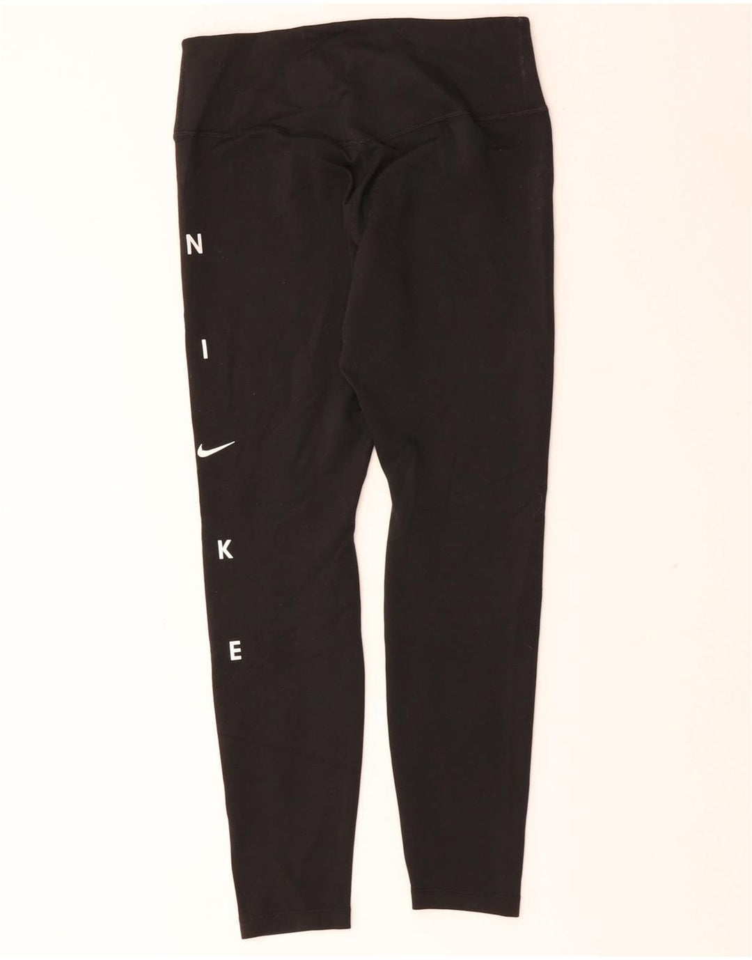 NIKE Womens Dri Fit Graphic Capri Leggings UK 12 Medium Black Polyester