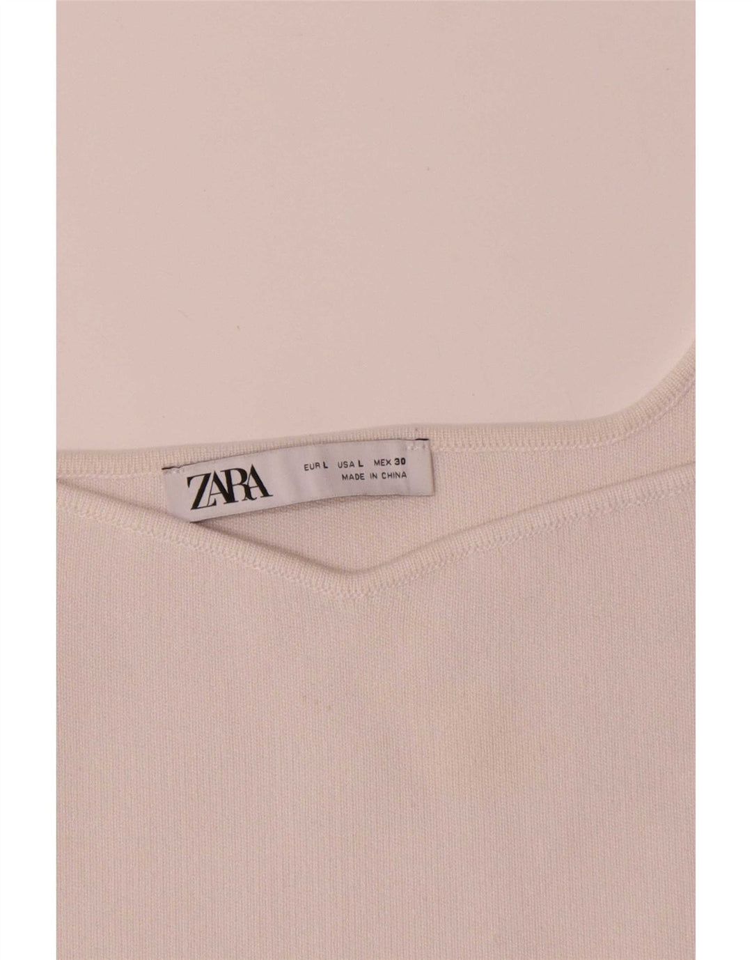 Zara Damen Crop Cami Top UK 14 Large Weiß Polyester