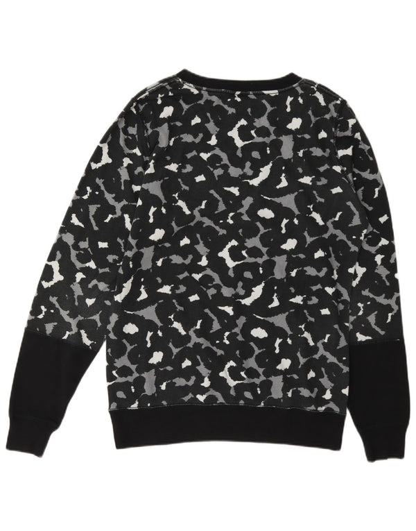 Nike Damen Sweatshirt Pullover UK 14 Medium Schwarz Animal Print