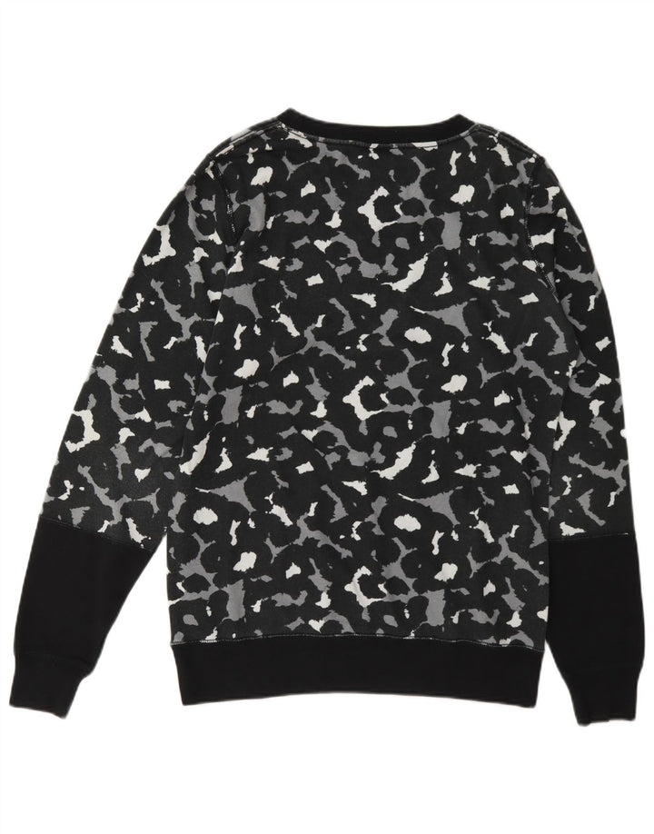 Nike Damen Sweatshirt Pullover UK 14 Medium Schwarz Animal Print