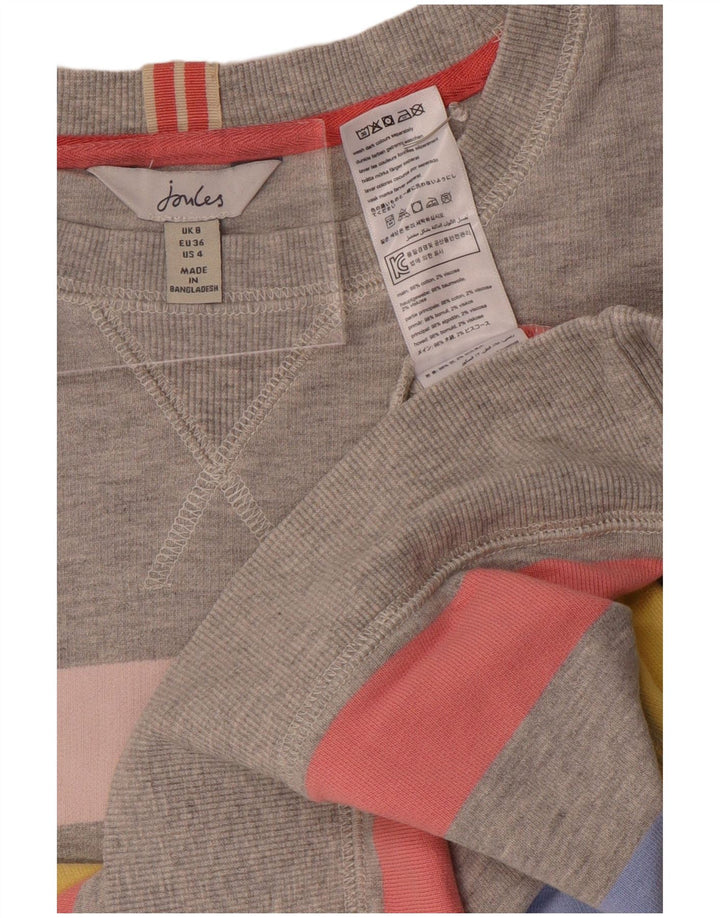 Joules übergroßer Damen-Sweatshirt-Pullover, Gr. 8, klein, grau gestreift, Baumwolle