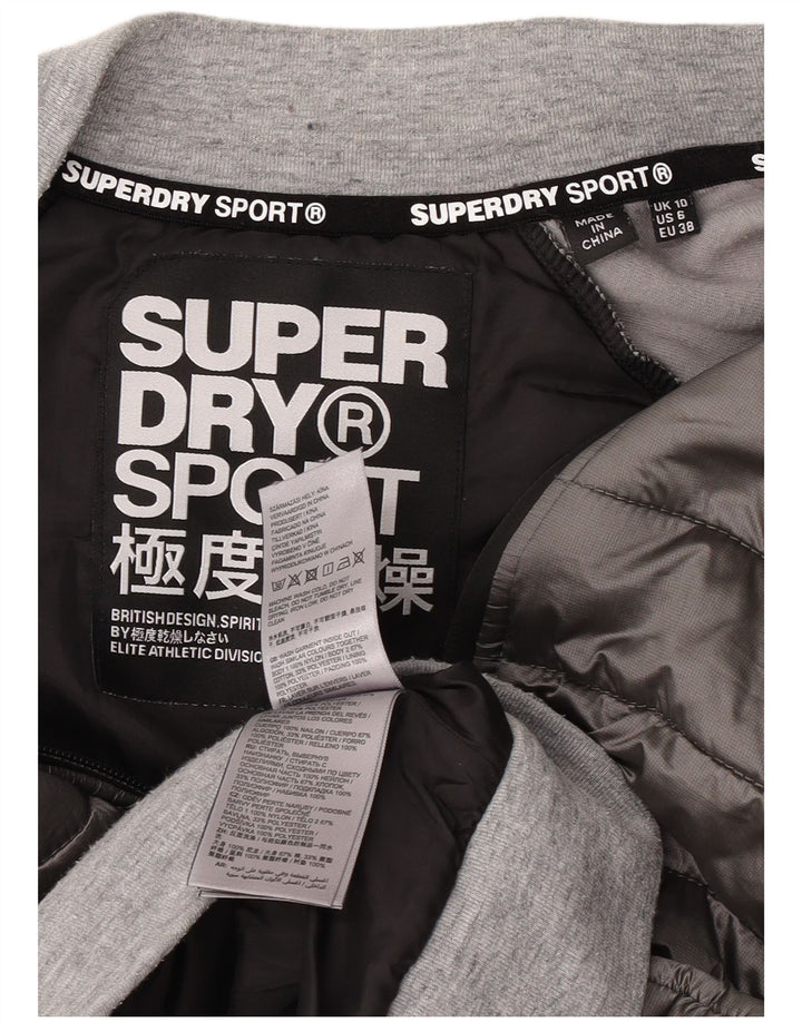 Superdry Damen Graphic Wattierte Jacke UK 10 Small Graues Nylon