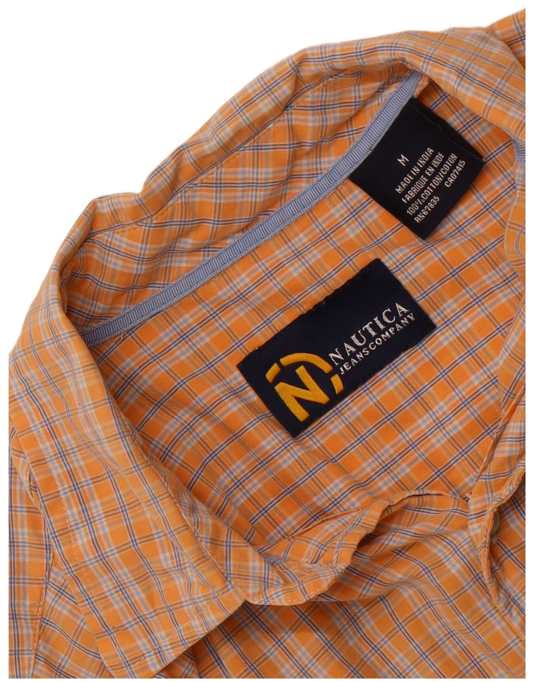 Nautica Herren-Kurzarmhemd aus mittelorange karierter Baumwolle