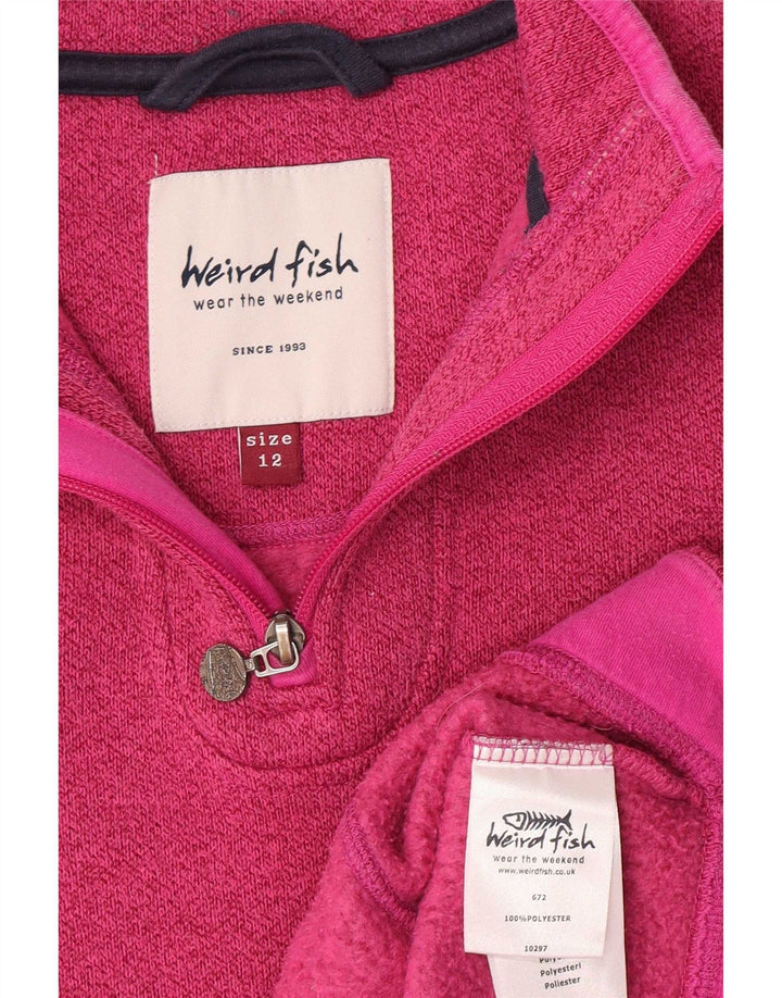 Weird Fish Damen-Sweatshirt mit Reißverschluss am Hals, UK 12, Mittelrosa, Polyester
