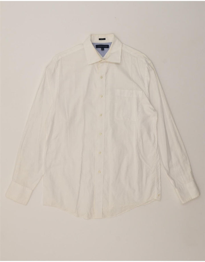 TOMMY HILFIGER Mens Slim Fit Shirt Size 16 Large White Cotton Vintage Tommy Hilfiger and Second-Hand Tommy Hilfiger from Messina Hembry 
