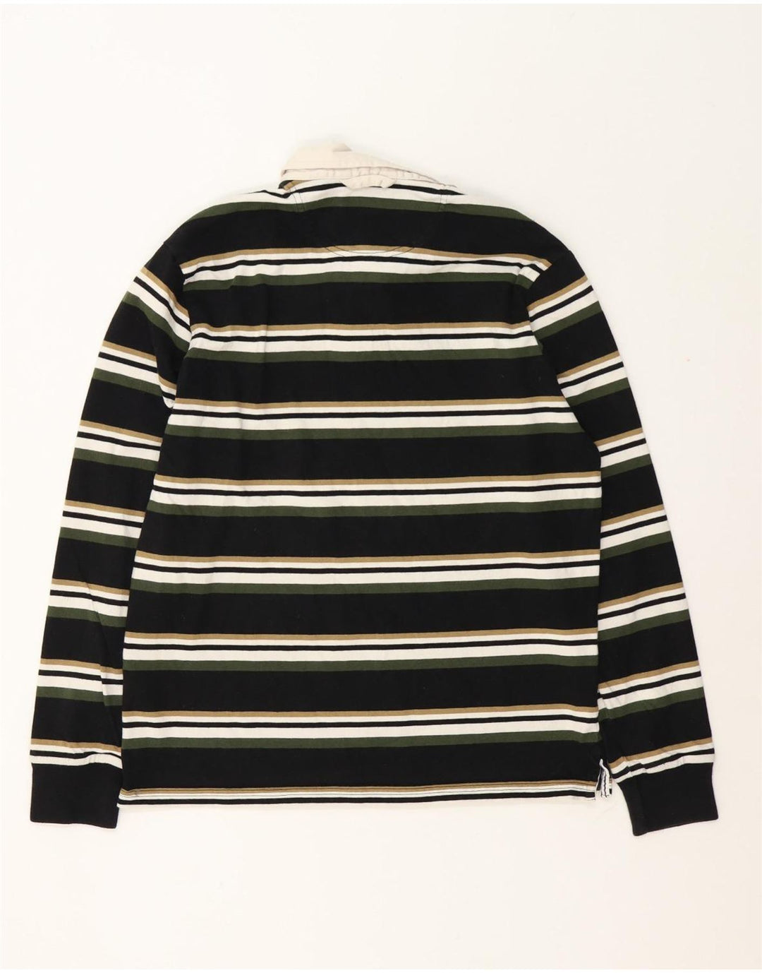 Marks & Spencer Herren-Langarm-Rugby-Poloshirt, mittelschwarz gestreift