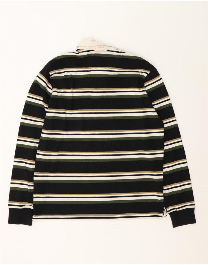 Marks & Spencer Herren-Langarm-Rugby-Poloshirt, mittelschwarz gestreift
