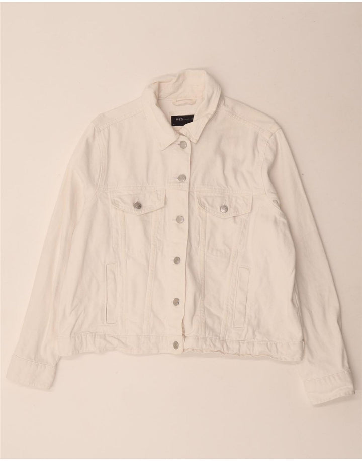 Marks & Spencer Damen Jeansjacke UK 18 XL Weiße Baumwolle