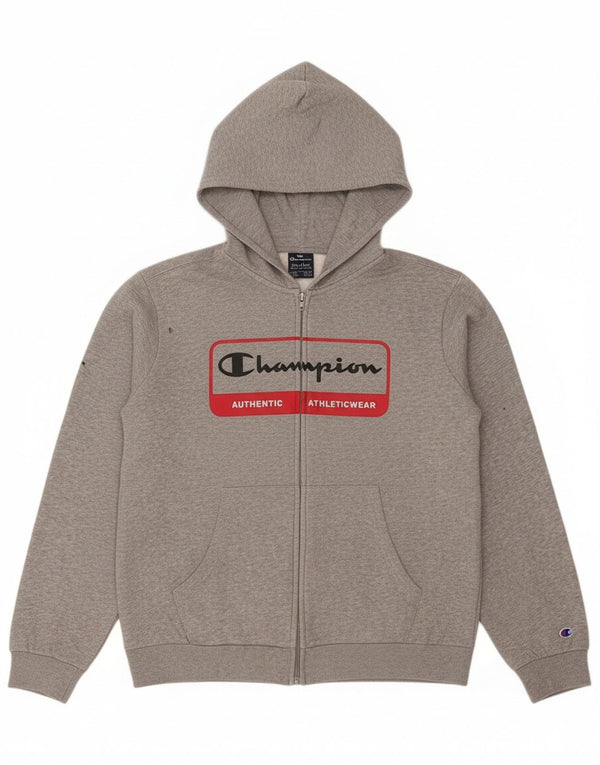 Champion Jungen-Kapuzenpullover mit grafischem Reißverschluss, 15–16 Jahre, 2XL, Grau meliert