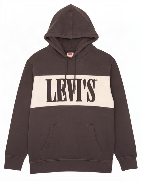 Levi's Herren-Kapuzenpullover mit grafischem Print, mittelgraue Colourblock-Baumwolle