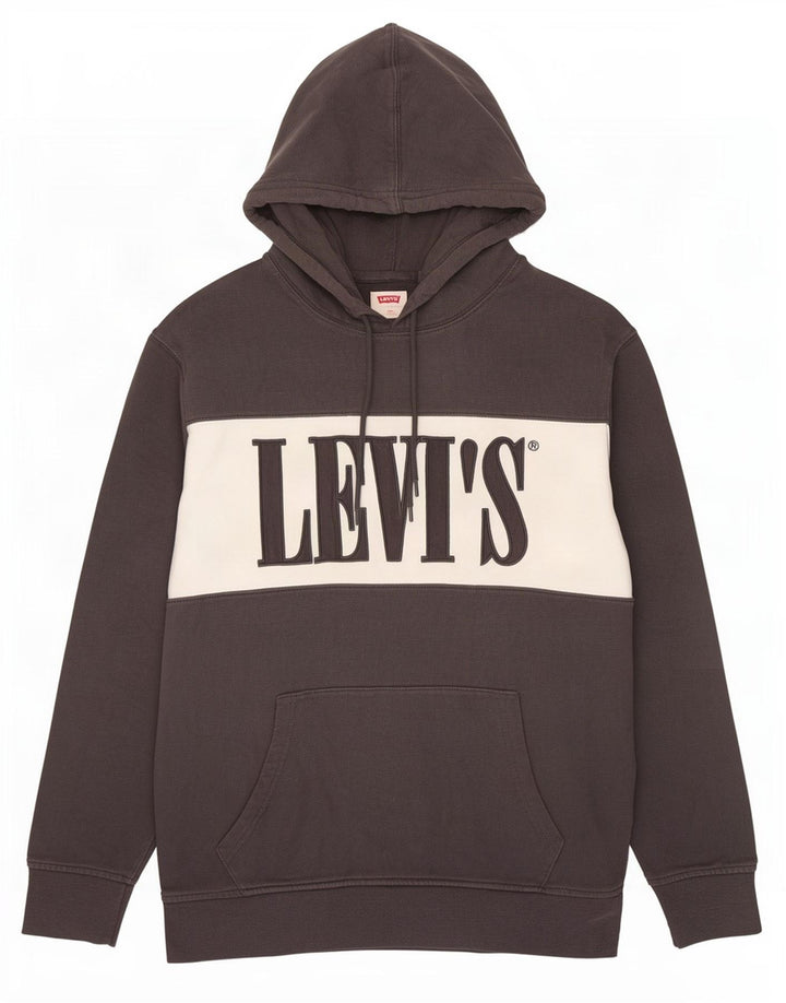 Levi's Herren-Kapuzenpullover mit grafischem Print, mittelgraue Colourblock-Baumwolle
