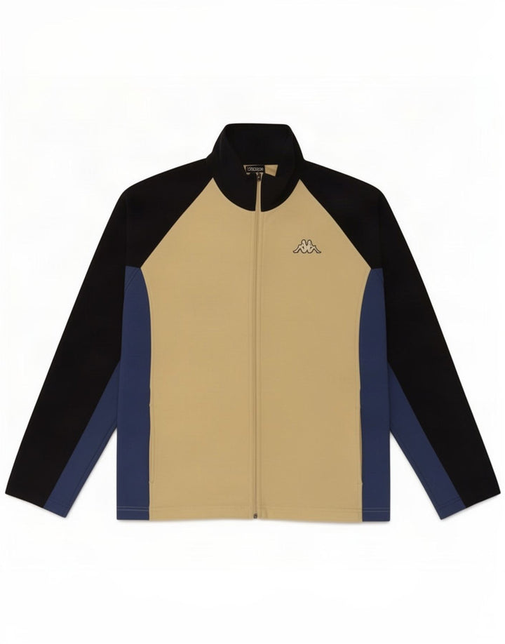 Kappa Herren-Trainingsanzugoberteil, Jacke, 2XL, Beige, Farbblock-Polyester