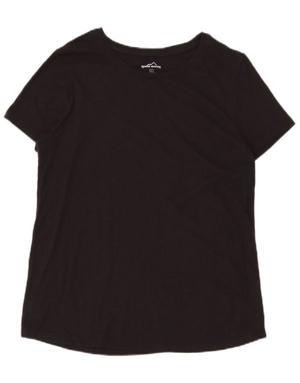 Eddie Bauer Damen T-Shirt Top UK 14 Large Schwarz Baumwolle