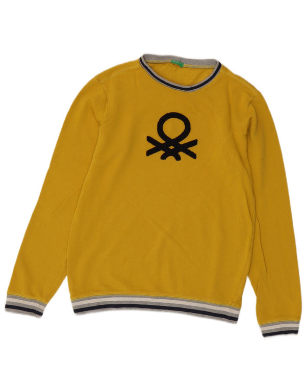 Benetton Jungen-Pullover mit Rundhalsausschnitt, 13–14 Jahre, 3XL, gelb gestreift