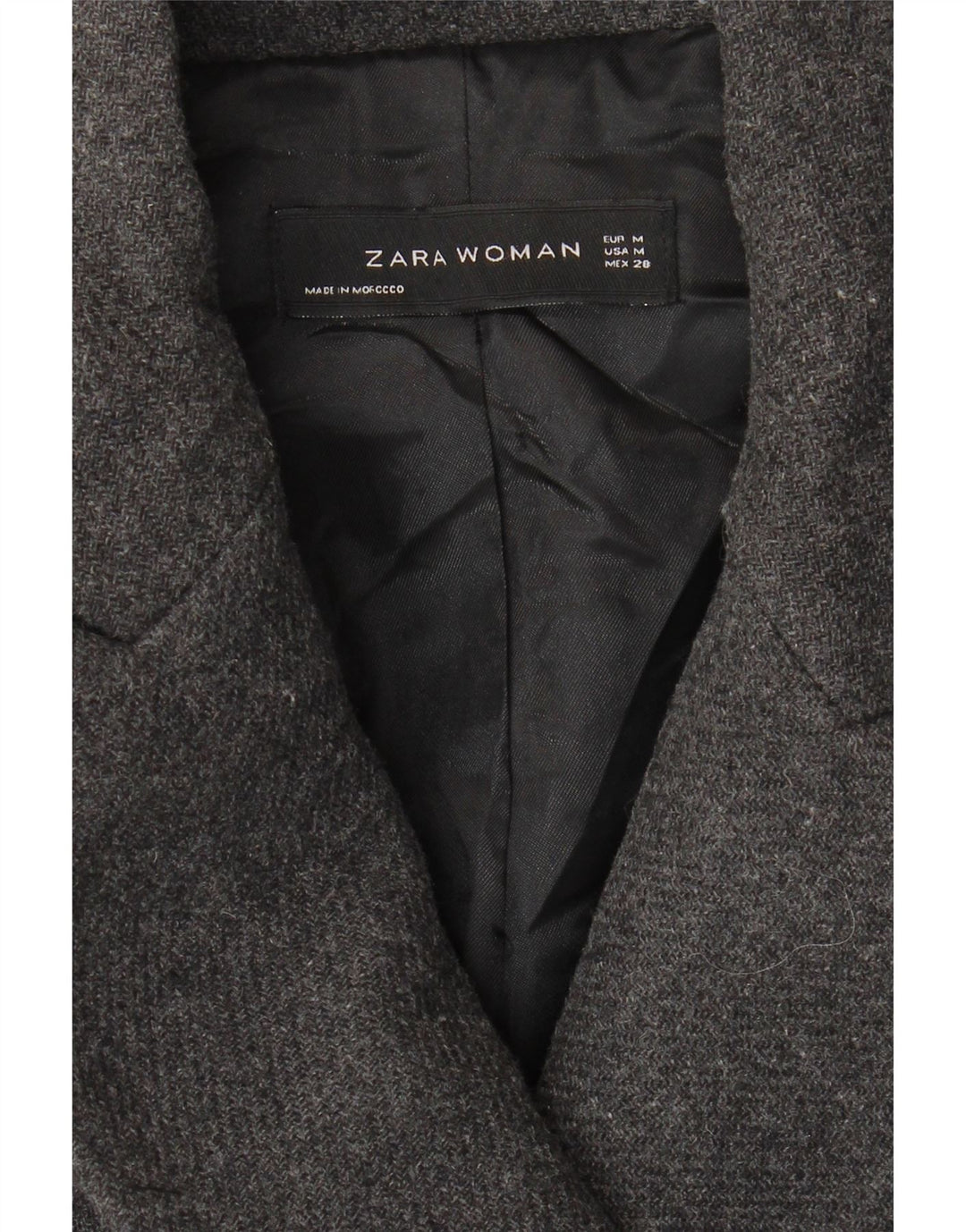 ZARA Damen Zweireihiger Mantel UK 12 Mittelgrau